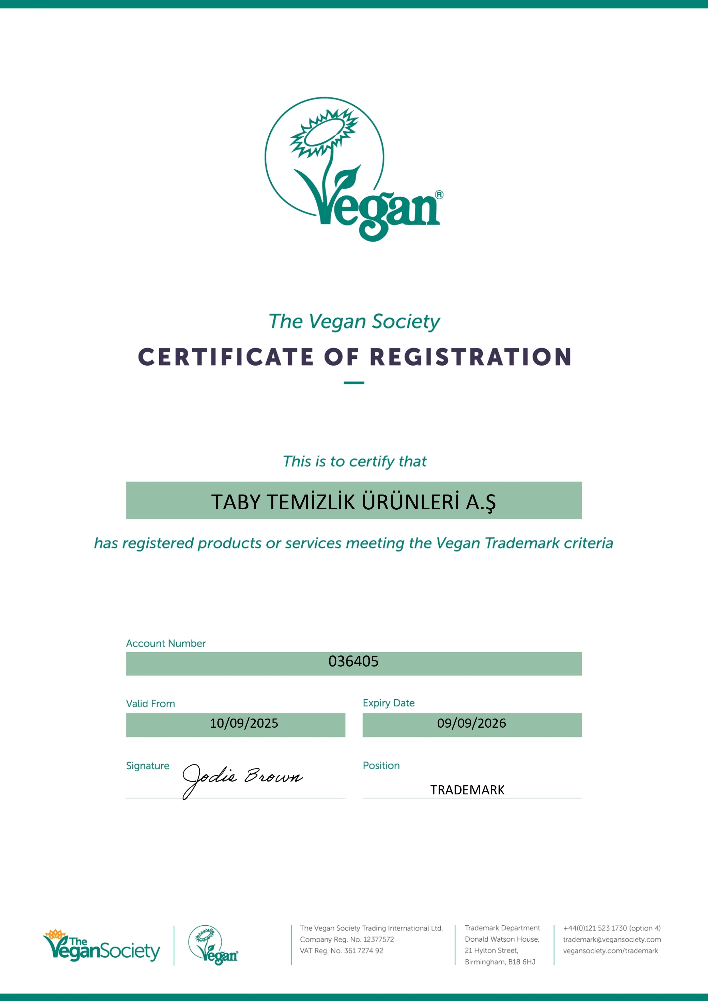 Certificate of Registration - Kapak